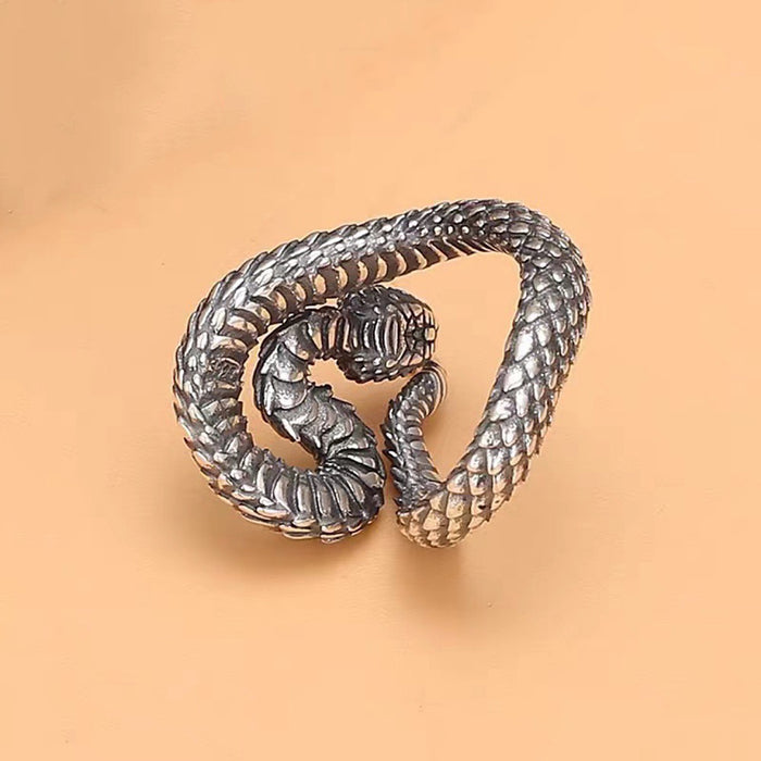 Real Solid 925 Sterling Silver Rings Snake Animals Punk Jewelry Open Size 7-10