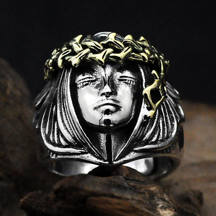 Real Solid 925 Sterling Silver Rings Lucky Goddess Statue of Liberty Punk Jewelry Open Size 8-11