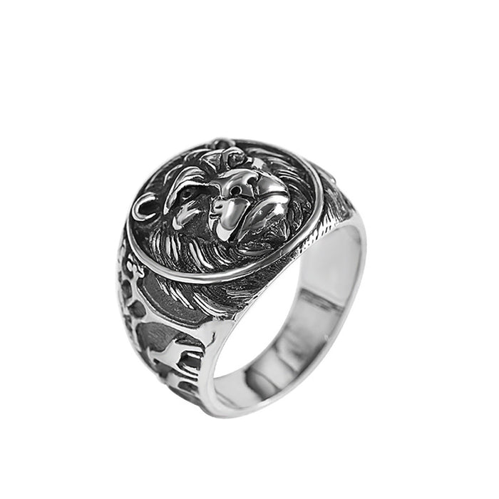 Real Solid 925 Sterling Silver Ring Lion Head Loving Heart Gothic Punk Jewelry 7-12