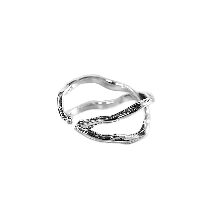 Real Solid 925 Sterling Silver Ring Fashion Simple Punk Jewelry Open Size 6-9