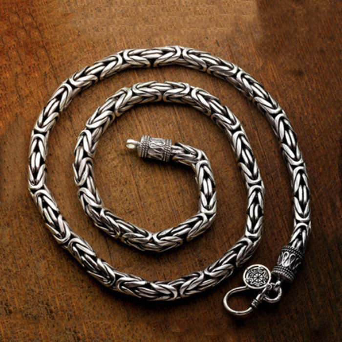 Real Solid 925 Sterling Silver Necklace Dragon Stripe Chain Men's 18" -24"
