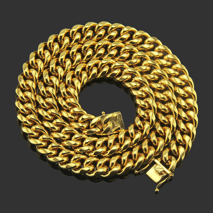 Miami Cuban Link Chain Necklace Bracelet Hip Hop Fashion Jewelry COMBO SET