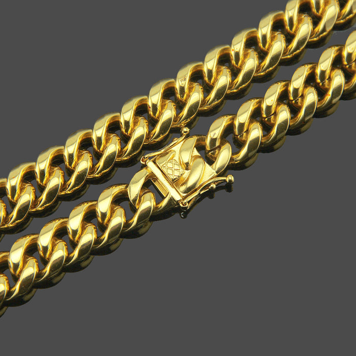 Miami Cuban Link Chain Necklace Bracelet Hip Hop Fashion Jewelry COMBO SET