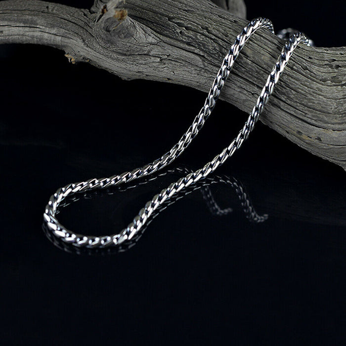 Real Solid 925 Sterling Silver Necklaces Angle Loop Chain Braided Hook 20'' 22''