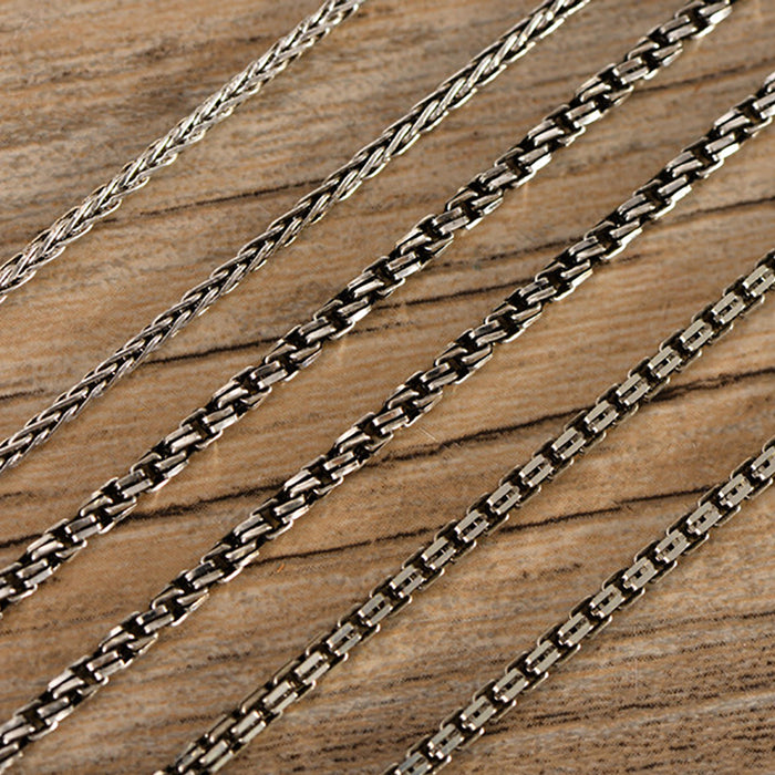 Men's Women's Real Solid 925 Sterling Silver Necklaces Rectangular Chain 18"-22"