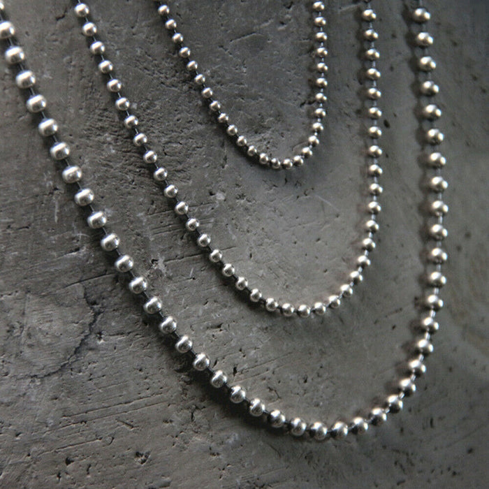 Men's Women's Real Solid 925 Sterling Silver Necklaces Round Bead Chain 18"- 32"