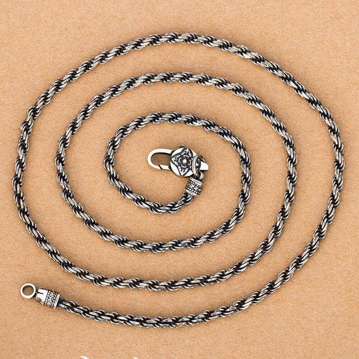 Men's Real Solid 925 Sterling Silver Necklaces Braided Twist Chain 18"-26"