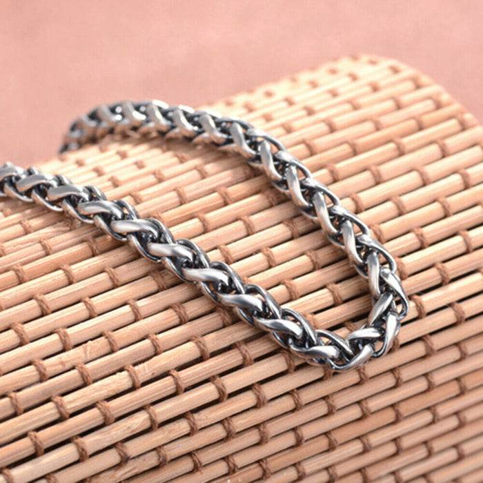 3/4/5MM Real Solid 925 Sterling Silver Necklaces Braided Twist Chain 20"-24"