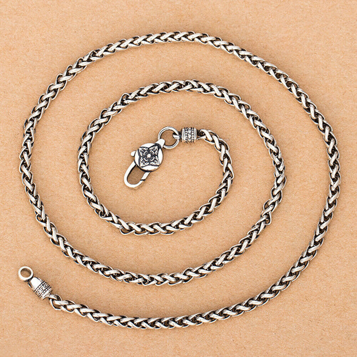 4MM Men's Real Solid 925 Sterling Silver Necklaces Braided Twist Chain 18"-26"