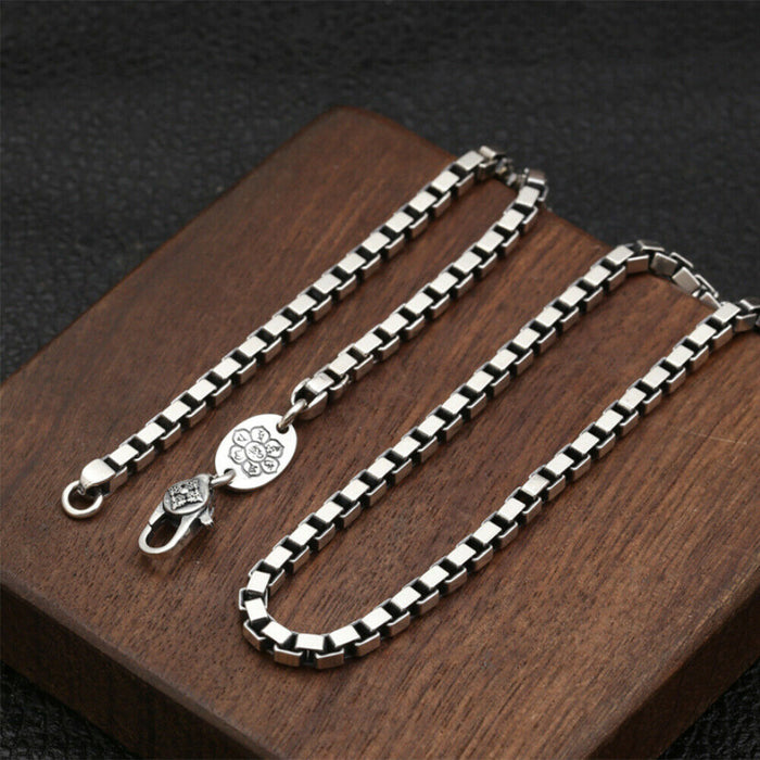 3.5MM Men's Real Solid 925 Sterling Silver Necklaces Box Chain 20"-30"