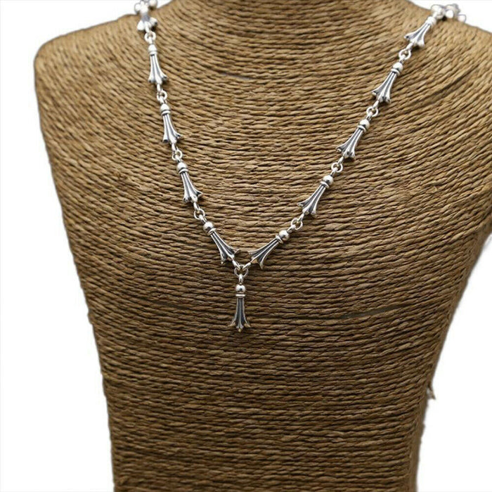 Real Solid 925 Sterling Silver Necklaces Flower Bamboo Link Chain 20"
