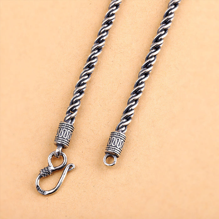 Real Solid 925 Sterling Silver Necklaces Twist Chain Hook-Buckle 22" 24"
