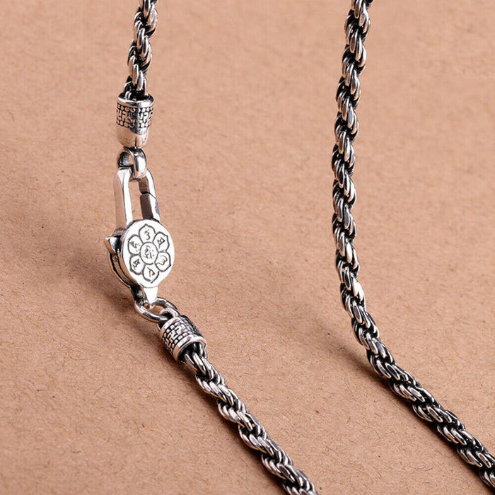 Real Solid 925 Sterling Silver Necklaces Braided Twist Chain Cross 24" 26''