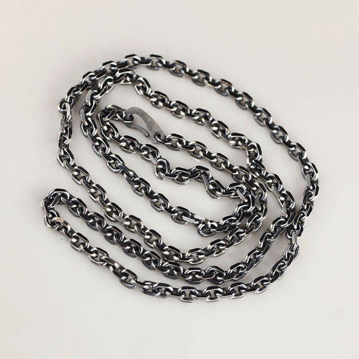 Real Solid 925 Sterling Silver Necklaces Oval Angle Loop Chain Hook 20"- 28''