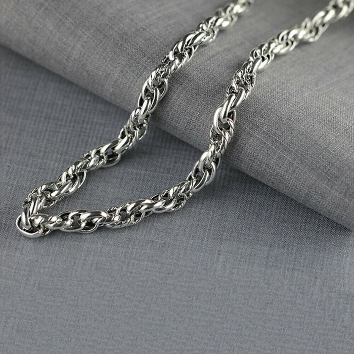 Real Solid 925 Sterling Silver Necklaces Dragon Braided Vintage Hook 20" 22''