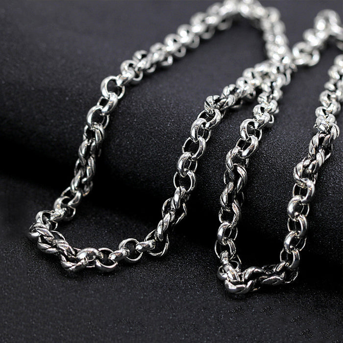Men's Real Solid 925 Sterling Silver Necklaces O-Chain Loop Hook-Buckle 20"