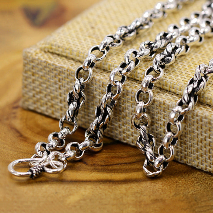 Men's Real Solid 925 Sterling Silver Necklaces O-Chain Loop Hook-Buckle 20"