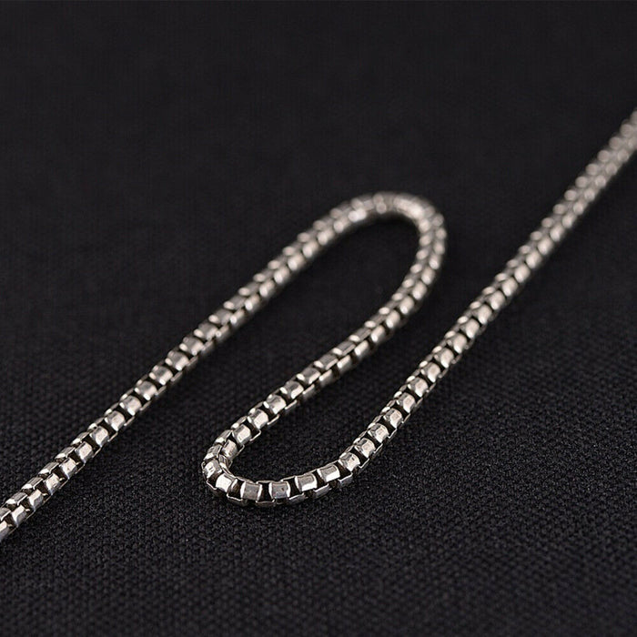 Men's Real Solid 925 Sterling Silver Necklaces Jewelry Box Chain Square 18"- 32"