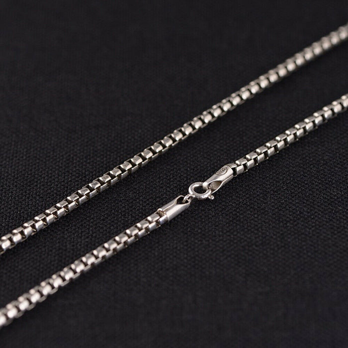 Men's Real Solid 925 Sterling Silver Necklaces Jewelry Box Chain Square 18"- 32"