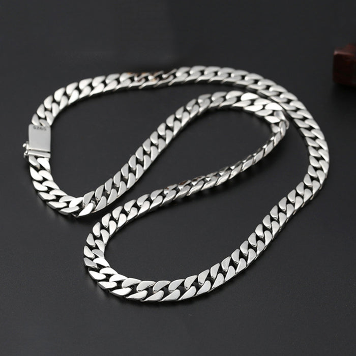 Men's Real Solid 925 Silver Miami Cuban Chain Necklaces Jewelry Braided Clasp 22" 24"