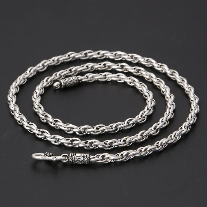 Men's Real Solid 925 Sterling Silver Necklaces Twist Braided Hook 20"- 28"
