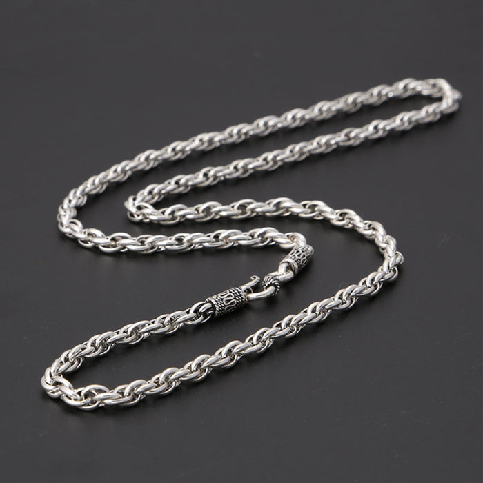 Men's Real Solid 925 Sterling Silver Necklaces Twist Braided Hook 20"- 28"