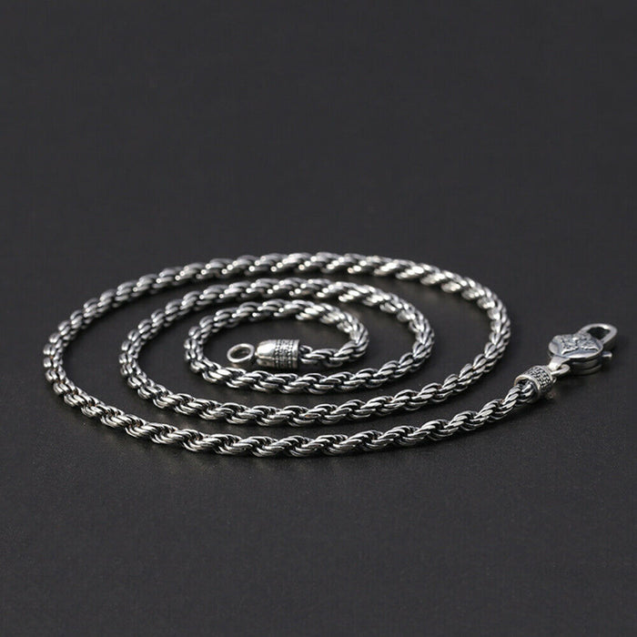 Men's Real Solid 925 Sterling Silver Necklaces Braided Twist Vajra 18"- 30"