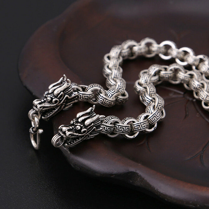 Real Solid 925 Sterling Silver Necklaces Dragon Head Loop Pattern Hook 20"- 26"