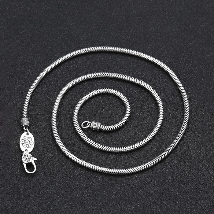 Real Solid 925 Sterling Silver Necklaces Om Mani Padme Hum Snake Bone 20"- 28"