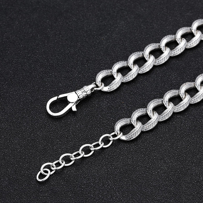 Men's Real Solid 925 Silver Miami Cuban Chain Necklaces Jewelry Fashion Feather Loop 19.6"