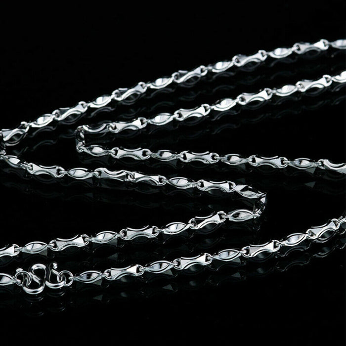 Real Solid 990 Sterling Silver Necklaces Twist Chain Platinum Plating 18"- 24"