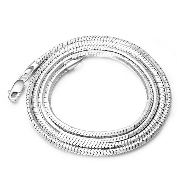 Real Solid 925 Sterling Silver Necklace Snake Bone Chain Platinum Plating16"-24" Men Women