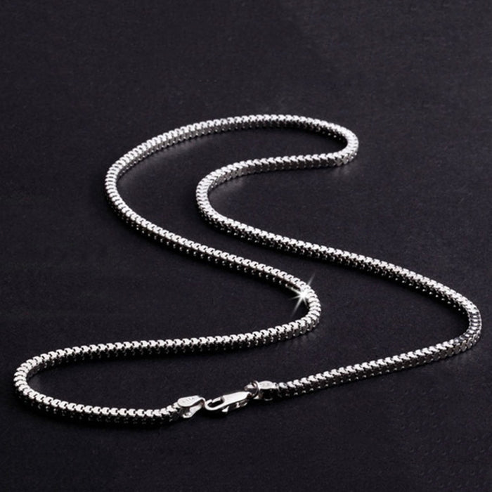 Real Solid 925 Sterling Silver Necklace Box Chain Fashion Jewelry 16"- 24"