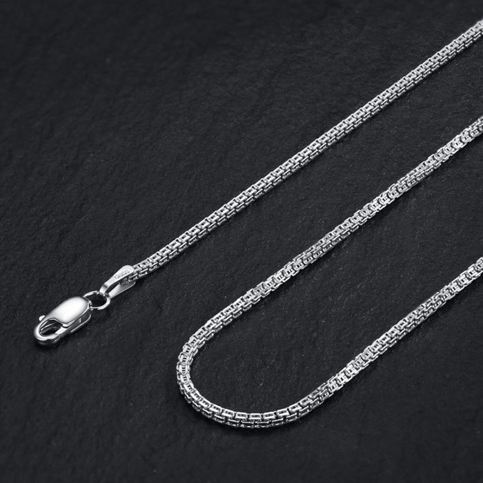 Real Solid 925 Sterling Silver Necklaces Box Chain Platinum Plating 18" 20"