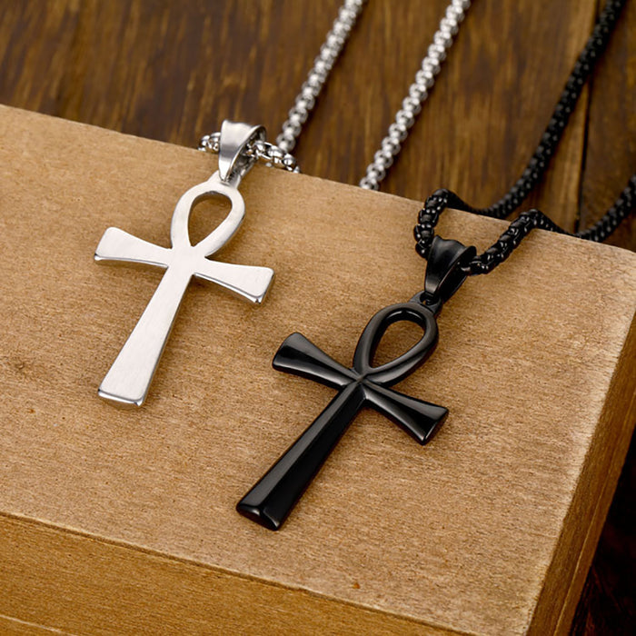 Egyptian Ankh Key Necklace Pendant Smooth Cross Fashion Hiphop Jewelry