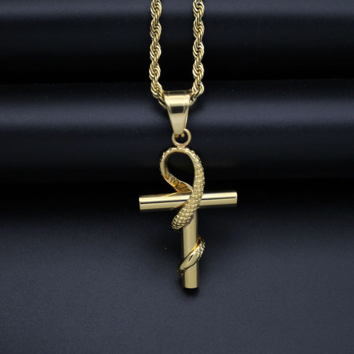 Egyptian Ankh Key Necklace Pendant Snake Cross Fashion Hiphop Jewelry