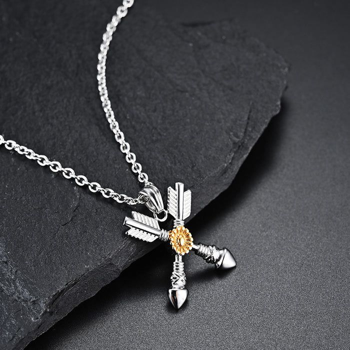 Beautiful Double Arrow Necklace Pendant Sunflower Heronsbill Fashion Jewelry