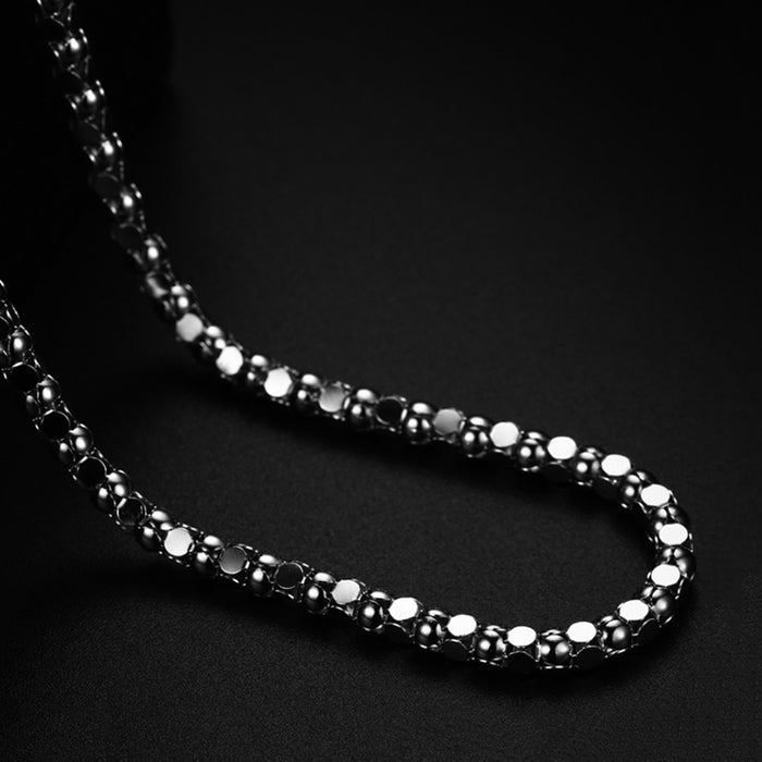 Real Solid 925 Sterling Silver Necklaces Mirror Surface Beads 18"- 24"