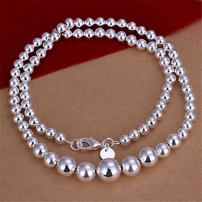 10 Pcs Lot Large Small Buddha Bead Necklace 925 Silver Plated Fashion Beaded Chain