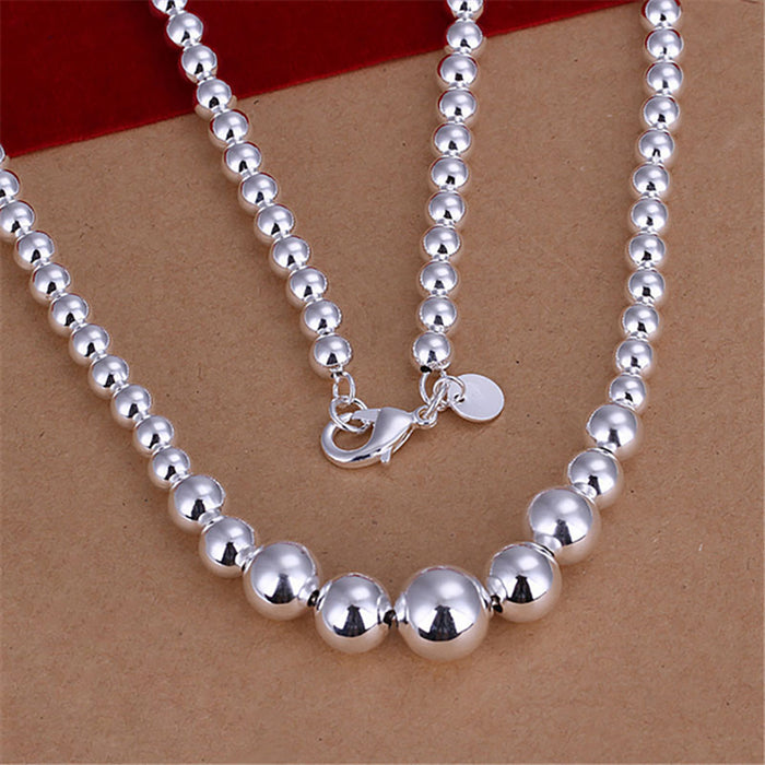 10 Pcs Lot Large Small Buddha Bead Necklace 925 Silver Plated Fashion Beaded Chain