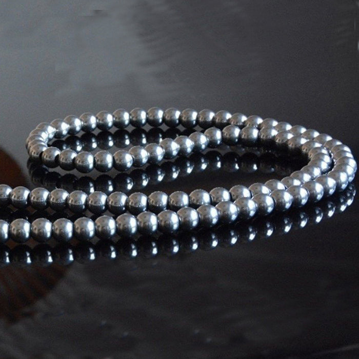 Beautiful 6mm 8mm Round Beaded Chain Necklace Stainless Steel Fashion Jewelry 24"