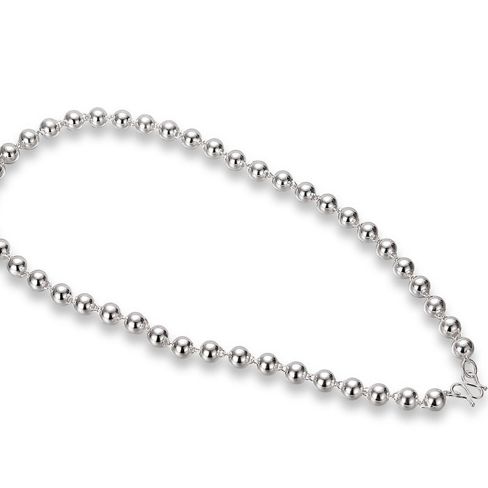 Beautiful 10mm Round Hollow Beaded Chain Necklace White Copper Plated Fashion Jewelry 24"