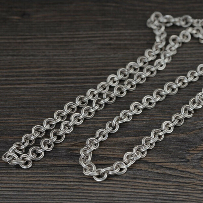 Real Solid 925 Sterling Silver Necklaces Retro Wild 29.1" Men Jewelry