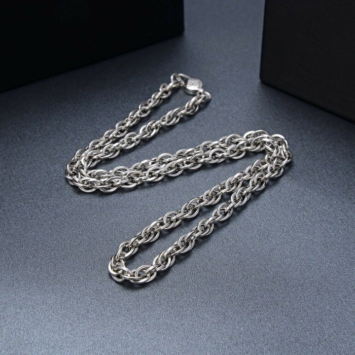 Real Solid 925 Sterling Silver Necklaces Braided Chain Vajra Hook 22" - 28"