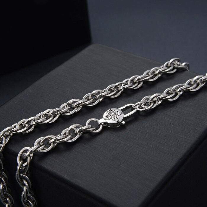 Real Solid 925 Sterling Silver Necklaces Braided Chain Vajra Hook 22" - 28"