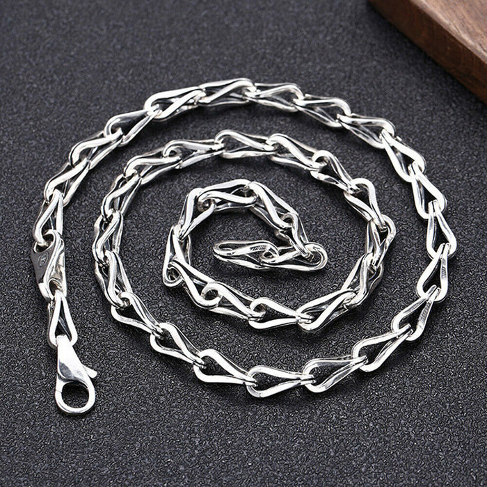 Real Solid 925 Sterling Silver Necklace Seeds Chain Drop Hook Fashion Jewelry