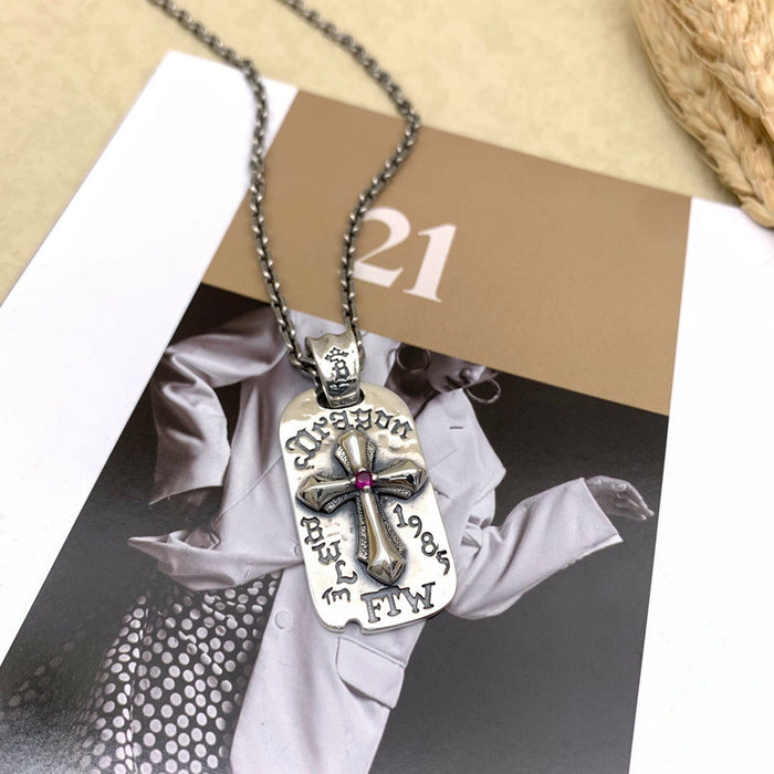 Real Solid 925 Sterling Silver Necklace Pendant Jewelry Cross Amulet Totem 24"