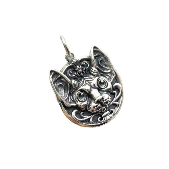 Real Solid 925 Sterling Silver Necklace Pendant Jewelry Persian Cat Amulet 22"