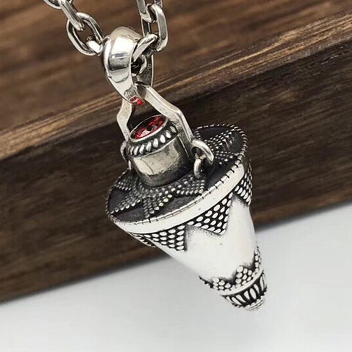 Real Solid 925 Sterling Silver Necklace Pendant Jewelry Cone Sun Amulet HipHop Rock 26"