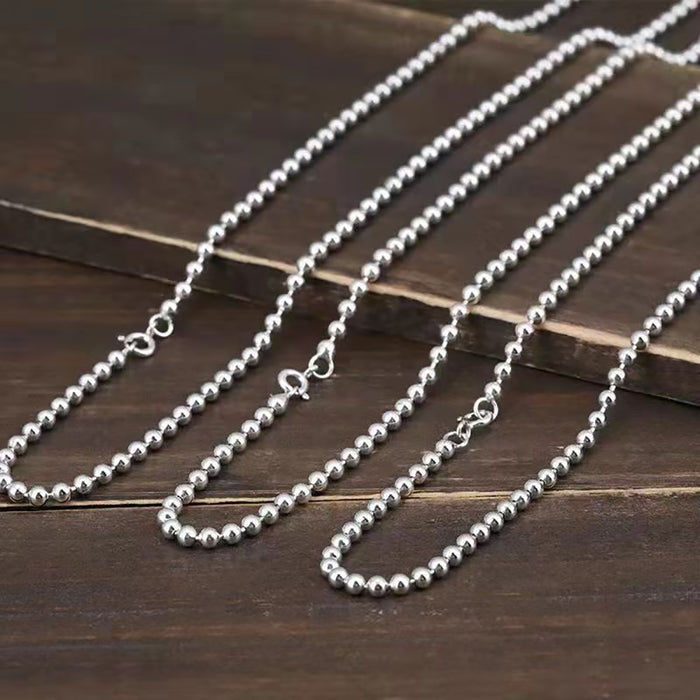 Real Solid 925 Sterling Silver Necklace Beaded Fashion Beautiful Jewelry 16"-32"